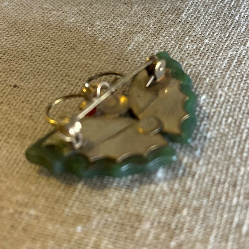 Vtg Jade and Coral Butterfly Pin/Pendant Jade Dynasty Collection brooch - Picture 2 of 5